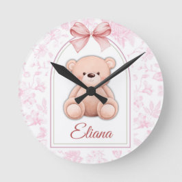 Relógio Redondo Eliana | Design de Enfermeiro de Urso Rosa Persona