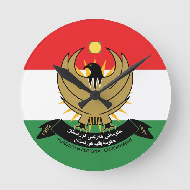 Relógio Redondo emblema do kurdistan (Frente)