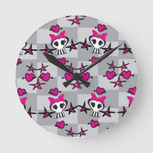 Relógio Redondo Emo Skulls Pattern