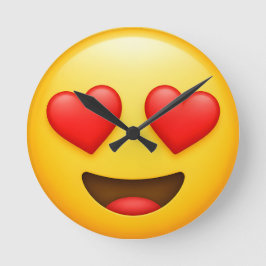 Relógio Redondo Emoji de amor amarelo