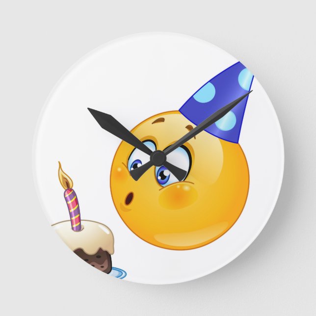 Relógio Redondo emoji de aniversário (Frente)