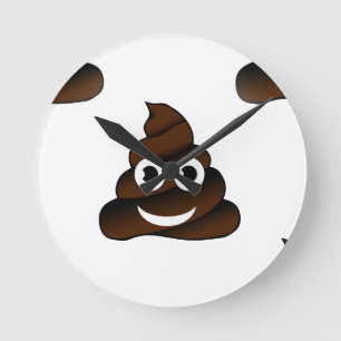 Relógio Redondo emoji de cocô engraçado