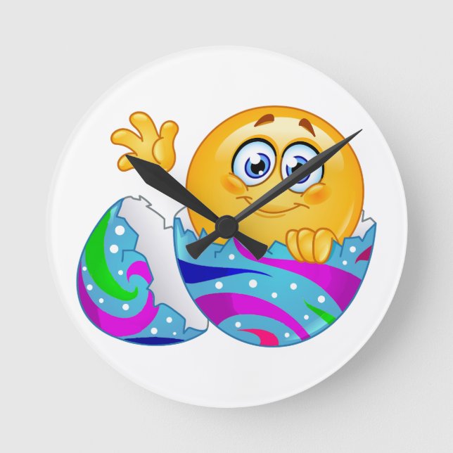 Relógio Redondo Emoji de ovo de Páscoa (Frente)