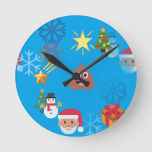 Relógio Redondo emoji poop christmas