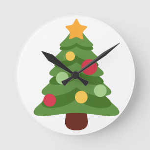 Relógio Redondo emojis de árvore de natal