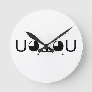 Relógio Redondo Emoticon bonito de Kaomoji do japonês do cão de