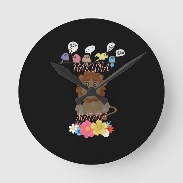 Relógio Redondo Encantador "Flora and Fauna Hakuna Matata" Bebê Li (Frente)