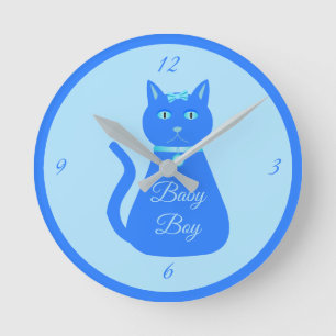 Relógio Redondo Enfermeiro Personalizado De Gato De Bebezinho Azul