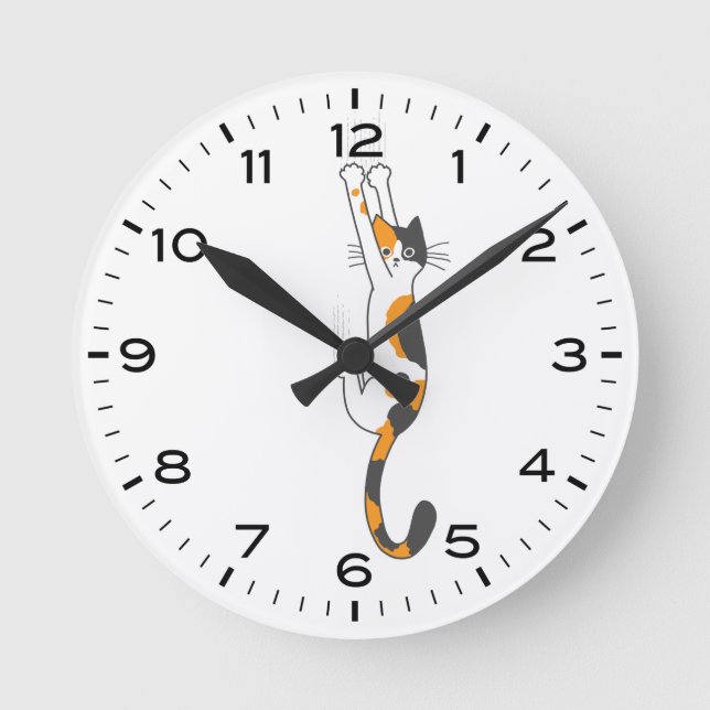 Relógio Redondo Engraçado Calico Cat Seguindo (Frente)