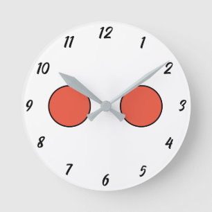 Relógio Redondo Engraçado Rosto Bonito Olhos no Halloween 2024 Lar