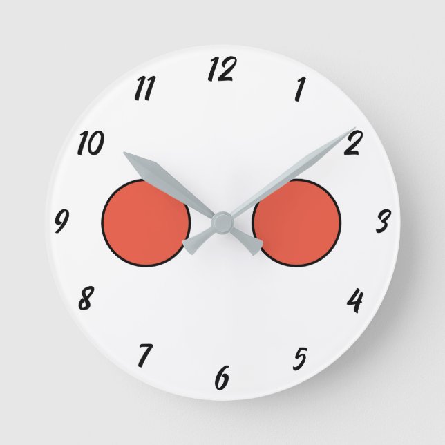 Relógio Redondo Engraçado Rosto Bonito Olhos no Halloween 2024 Lar (Frente)