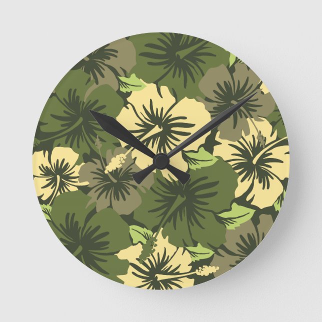 Relógio Redondo Epic Hibiscus Hawaiian Wall Clocks (Frente)