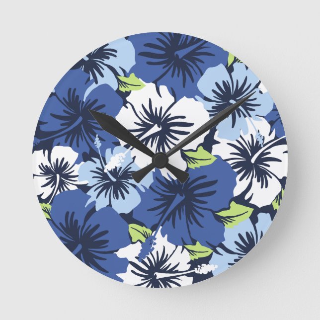 Relógio Redondo Epic Hibiscus Hawaiian Wall Clocks (Frente)