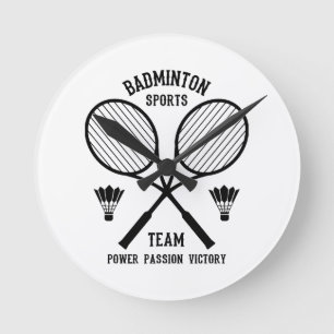 Relógio Redondo Equipe de Esportes de Badminton