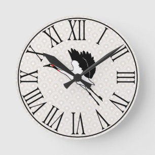 Relógio Redondo Escalas japonesas de guindaste e taupe