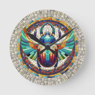 Relógio Redondo Escaravelho egípcio - Arte mosaica