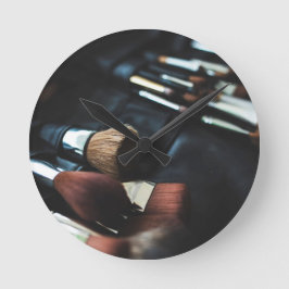 Relógio Redondo Escovas da composição - impressão da beleza