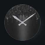 Relógio Redondo Escuridão Negra Moderna Coloca Escura Elegante<br><div class="desc">A Brilhante Negra Moderna Coloca Relógios Escuros Elegantes.</div>