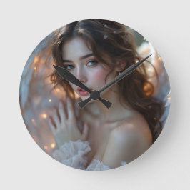 Relógio Redondo Espelho da Luz do Crepúsculo - Anjo brilhante da N