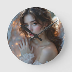 Relógio Redondo Espelho da Luz do Crepúsculo - Anjo brilhante da N