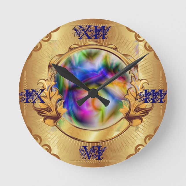 Relógio Redondo espiral de bola de cristal mágico enquadrada pelo  (Frente)