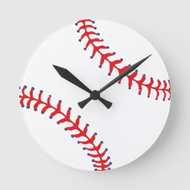 Relógio Redondo Esportivo-Béisbol Clássico Vermelho e Branco Temát