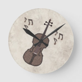 Relógio Redondo Espresso Violino-Violino criado com grãos de café-