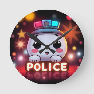 Relógio Redondo Esquadrão de Polícia Fofo – Design de Patrulha Ado