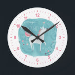 Relógio Redondo Esquadrão Magic Unicorn<br><div class="desc">Magic Unicorn Squad III de June Erica Vess. Possui um unicórnio com fundo pastel de aquarela.</div>