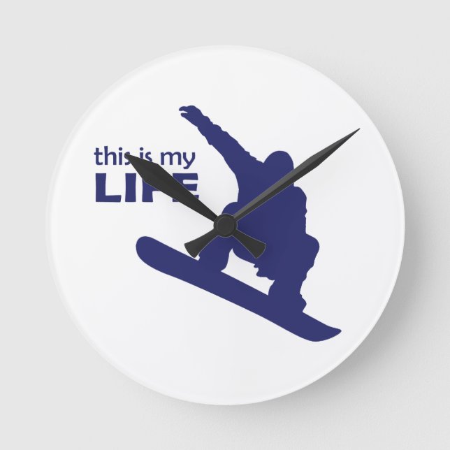 Relógio Redondo Esta É Minha Vida (Snowboarding) (Frente)