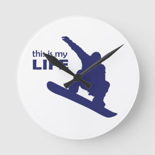 Relógio Redondo Esta É Minha Vida (Snowboarding)