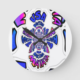 Relógio Redondo Estados Unidos Uma bela design de citação de texto