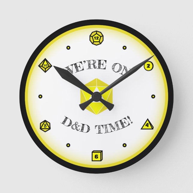 Relógio Redondo Estamos no Tempo D&D - AMARELO (Frente)