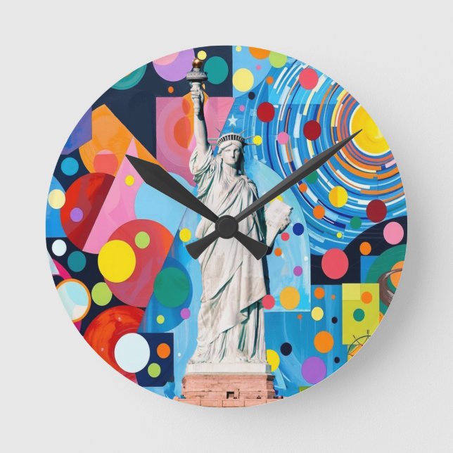 Relógio Redondo Estátua da Liberdade (Frente)