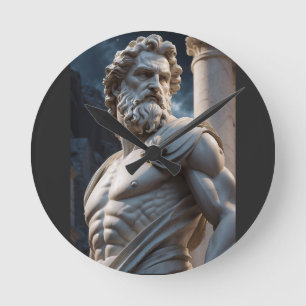 Relógio Redondo Estátua do Deus Grego Zeus 