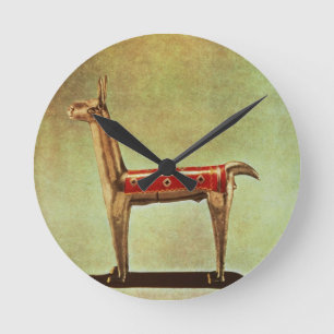 Relógio Redondo Estatueta de prata do lama, de Peru, depois de