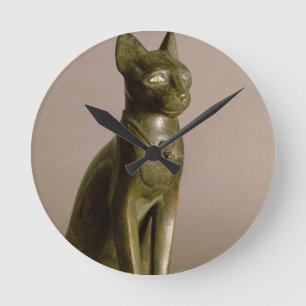 Relógio Redondo Estatueta de um gato que representa a deusa Bastet