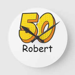 Relógio Redondo Estilo de banda desenhada 50º Aniversário Golfer G