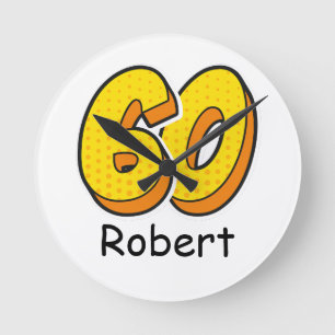 Relógio Redondo Estilo de banda desenhada 60º Aniversário Golfer G