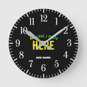 RELÓGIO REDONDO ESTILO MODERNO PERSONALIZÁVEL PRETO VERIFICADO MAR