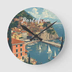 Relógio Redondo Estilo Vintage Portofino Genova Itália