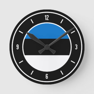 Relógio Redondo Estônia Flag Elegant