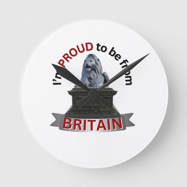 Relógio Redondo Estou orgulhoso de ser da Grã-Bretanha (Frente)