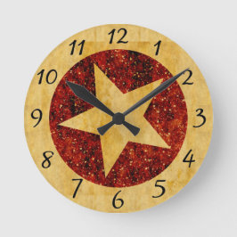 Relógio Redondo Estrela Dourada