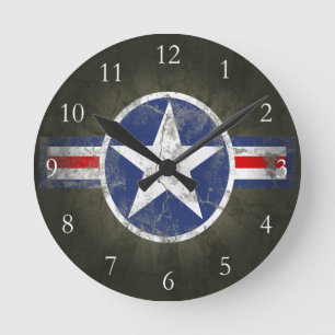Relógio Redondo Estrela patriótica militar do vintage
