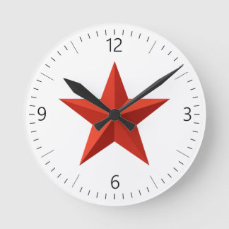 Relógio Redondo Estrela vermelha de origami