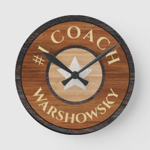 Relógio Redondo Estrelado de madeira marrom russa nº 1