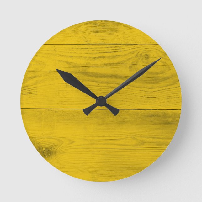 Relógio Redondo Estrutura de madeira amarela como textura de fundo (Frente)
