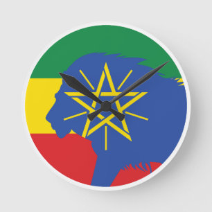 Relógio Redondo Etiópia Leão Etiópia Bandeira Nacional Animal da E