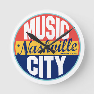 Relógio Redondo Etiqueta do vintage de Nashville